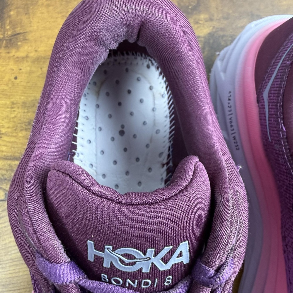 Hoka One One Bondi 8 Shoes Womens Size 9.5 Purple Running Cushioned 1127952 - Picture 7 of 13